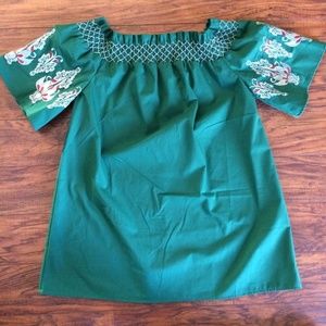 Bleuh Ciel Women's Green Embroidered Tunic/Dress